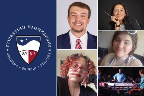 Images of Shenandoah University's 2023-24 'Strong Scholars' alongside the university's logo.